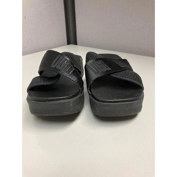 UGG Women's Black Cris Cross Logo Platform Slide Size 7 - Picture 2 of 5
